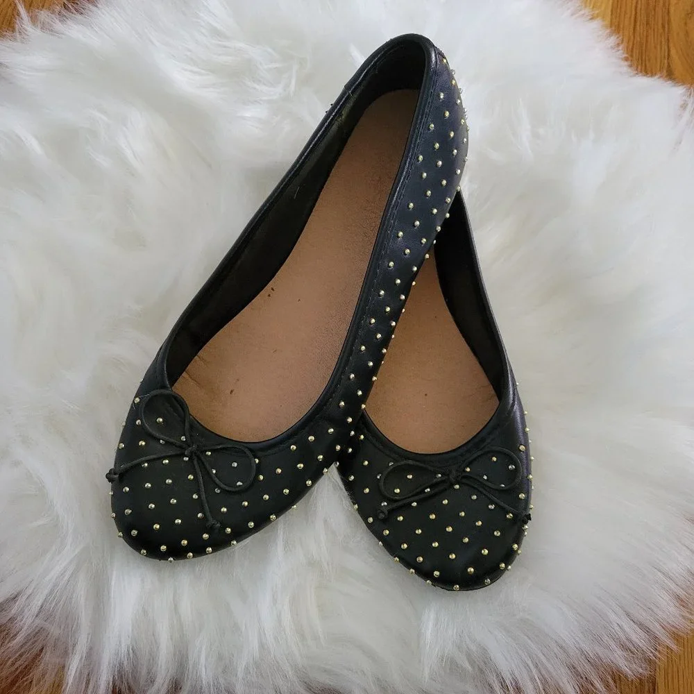 Brash Black Studded Flat